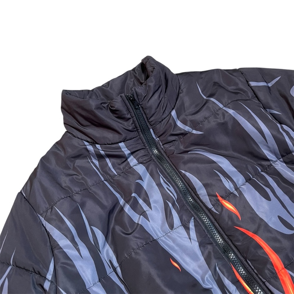 Flame Pattern Puffer Jacket - image 2